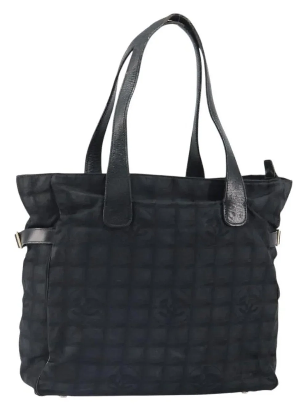 CHANEL New Travel Line Tote Bag Nylon Black Gold CC Auth BA9496